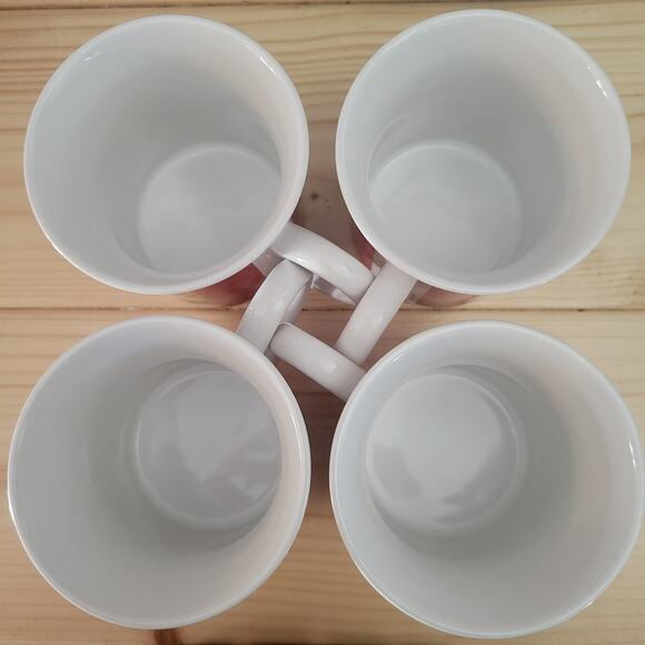 Vintage 1987 Hallmark Cat Mugs – Set of 4, Red with Orange Tabby, Made in Japan - Picture 3 of 7